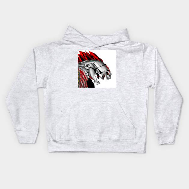 mechagodzilla gojira ecopop kaiju beast in cyber art Kids Hoodie by jorge_lebeau